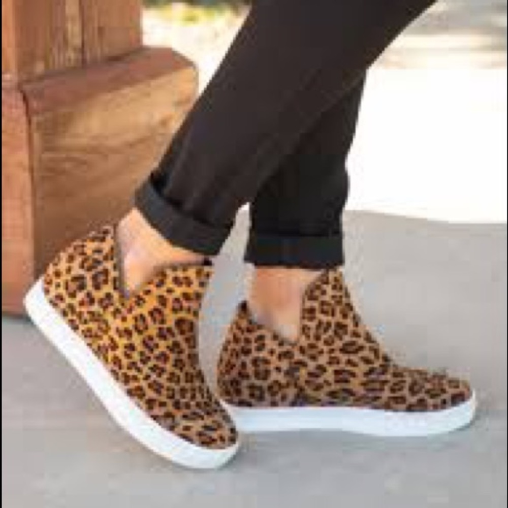 Corkys Leopard Print Wedge Sneaker